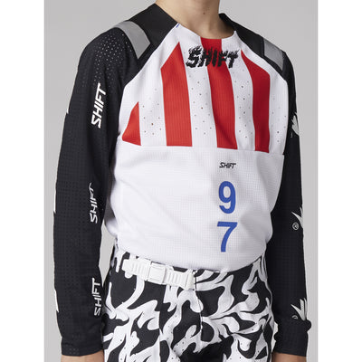 Youth Blue Label Flame Jersey White/Black image 1